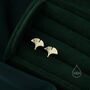 Sterling Silver Tiny Ginkgo Leaf Stud Earrings, thumbnail 3 of 11