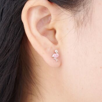 Flamingo Cz Sterling Silver Stud Earrings, 2 of 7
