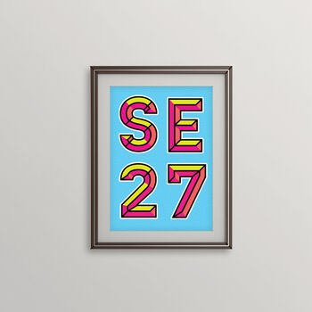 Se27 West Norwood London Postcode Neon Typography Print, 3 of 4