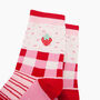 Embroidered Strawberry Combed Cotton Socks In Pink, thumbnail 2 of 4