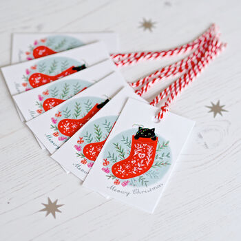 Meowy Christmas Pack Of Six Gift Tags, 5 of 5