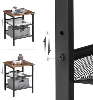 Set Of Two Industrial Side Table With Mesh Shelves, 4 of 9