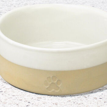 Handcrafted Stoneware Pet Bowl – Milk White, 4 of 4