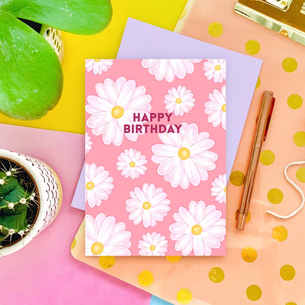 Pink Daisies Birthday Card, 1 of 5