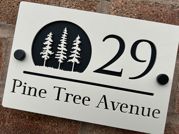 Personalised Pine Tree Design House Acrylic Number Sign, 2 of 4
