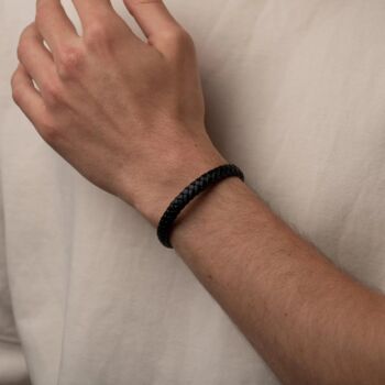 Personalised All Black Leather Bracelet, 5 of 10