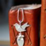Silver Bird And Birthstone Charm Necklace, thumbnail 2 of 3