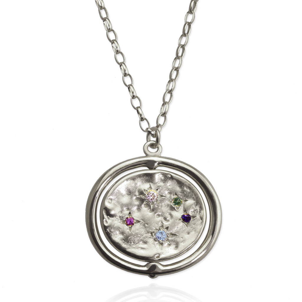 9ct Gold Family Birthstone Spinning Universe Necklace By Jana Reinhardt ...