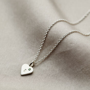 Personalised Mini Heart Initial Birthstone Necklace, 4 of 8