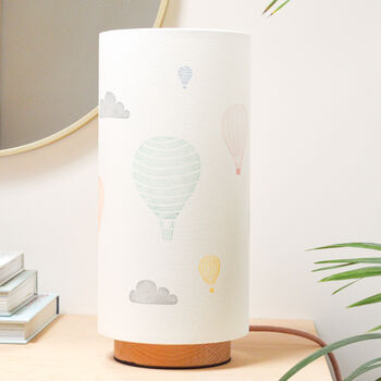 Hot Air Balloon Nursery Table Lamp With Wooden Base, 2 of 12