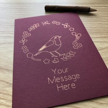 Personalised Robin Bird Nest Gold Foil Card, 7 of 12