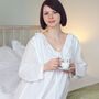 Women's White Cotton Long Sleeve Polka Dot Nightdress, thumbnail 1 of 3
