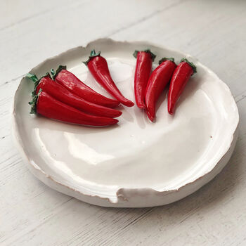 Gifts For Foodies: Seven Handmade Ceramic Chillies Dish, 6 of 7