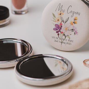 Luxury Compact Mirror Featuring Delicate Watercolour Wildflowers And A Personalised Message, 3 of 4