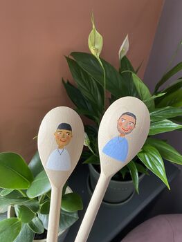 Handpainted Custom Wooden Spoon Couples Set, 5 of 6