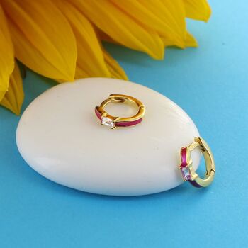 Enamel Huggie Hoops, 4 of 5