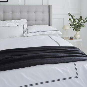 Lexington Black Two Line Egyptian Sateen Bed Linen, 3 of 6