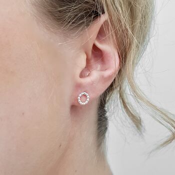 Sterling Silver Beaded Circle Studs, 3 of 4