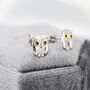 Cute Baby Owl Face Stud Earrings In Sterling Silver, thumbnail 4 of 11