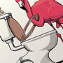 Flamingo Head In Toilet Seat, Funny Toilet Art, thumbnail 3 of 8