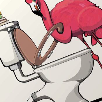 Flamingo Head In Toilet Seat, Funny Toilet Art, 3 of 8