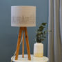 Grey Linen Deco Building Drum Lampshade, thumbnail 3 of 3