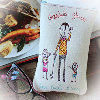 Personalised Grandad’s Glasses Case With Grandchildren, Embroidered Felt Spectacle Case Gift From Grandchildren, 3 of 12
