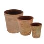 Set Of Three Aged Terracotta Round Plant Pots Decor, thumbnail 2 of 4