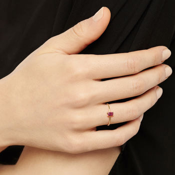 Garnet Rhodolite And 9ct Yellow Gold Solitaire Ring, 3 of 5