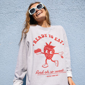 Ready To Eat Strawberry Women's Graphic Sweatshirt, 3 of 4