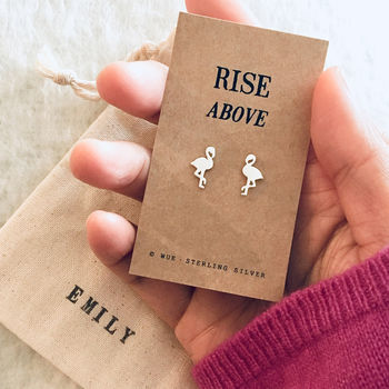 Silver Flamingo Earrings. Rise Above, 2 of 3