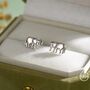 Cute Elephant Stud Earrings In Sterling Silver, thumbnail 1 of 11