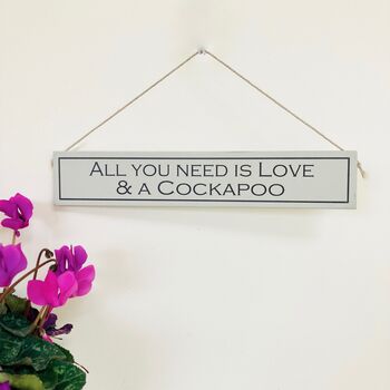 Love And Cockapoo Hand Painted Wooden Sign, 2 of 3