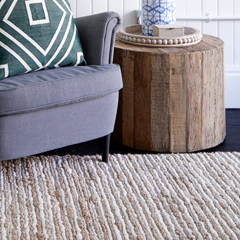 Jute And Wool Striped Handwoven Rug, 1 of 4