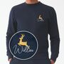 Embroidered Reindeer Motif Christmas Jumper, thumbnail 1 of 2