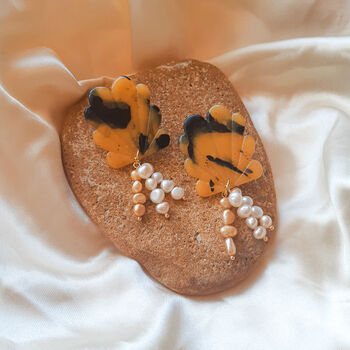Tortie | Pearl And Polymer Clay Statement Earrings, 6 of 8