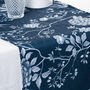 Luxury Linen Like Floral Table Runner Cecylia Navy, thumbnail 2 of 4
