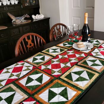 Patchwork Table Runner, Deep Reds, Greens And Browns, 7 of 8