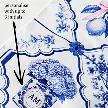 Personalised Blue And White Tile Print Scarf, 3 of 7