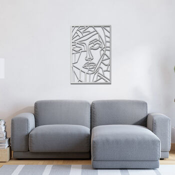 Modern Geometric Womans Face Wooden Wall Line Art Decor, 8 of 9