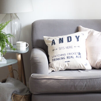 'Sits Here' Personalised Cushion Cover, 2 of 3