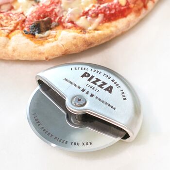Personalised Couples 11th Steel Anniversary Pizza Cutter, 2 of 5