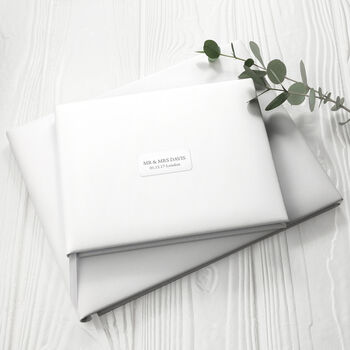 Personalised Luxury White Leather Wedding Guest Book, 7 of 12