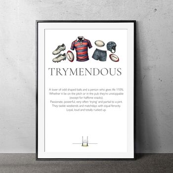 Fun Rugby Gift Wall Art Print For A Trymendous Dad, Grandad, Friend, 2 of 2