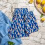 Father And Son Matching Blue And Coral Boat Swim Shorts, thumbnail 2 of 8