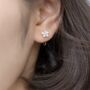 Sterling Silver Crystal Flower Ear Jacket Hoop Earring, thumbnail 4 of 5