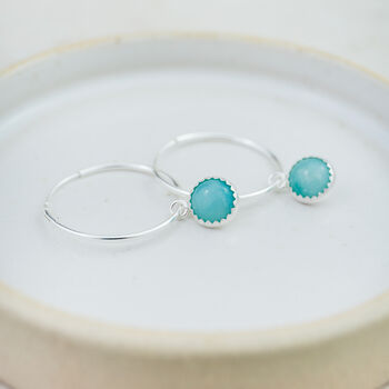 Sterling Silver Large Gemstone Hoop Earrings, 3 of 12