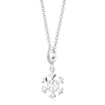 Sterling Silver Snowflake Charm Necklace, 2 of 10