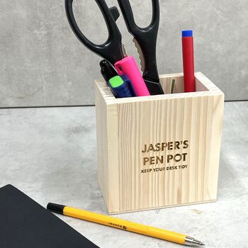 Personalised Wooden Desk Tidy, 2 of 4