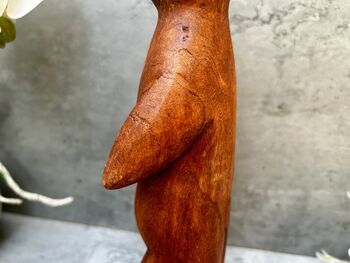 32cm Handcarved Lotus Yoga Cat Wooden Ornament Decor, 5 of 12